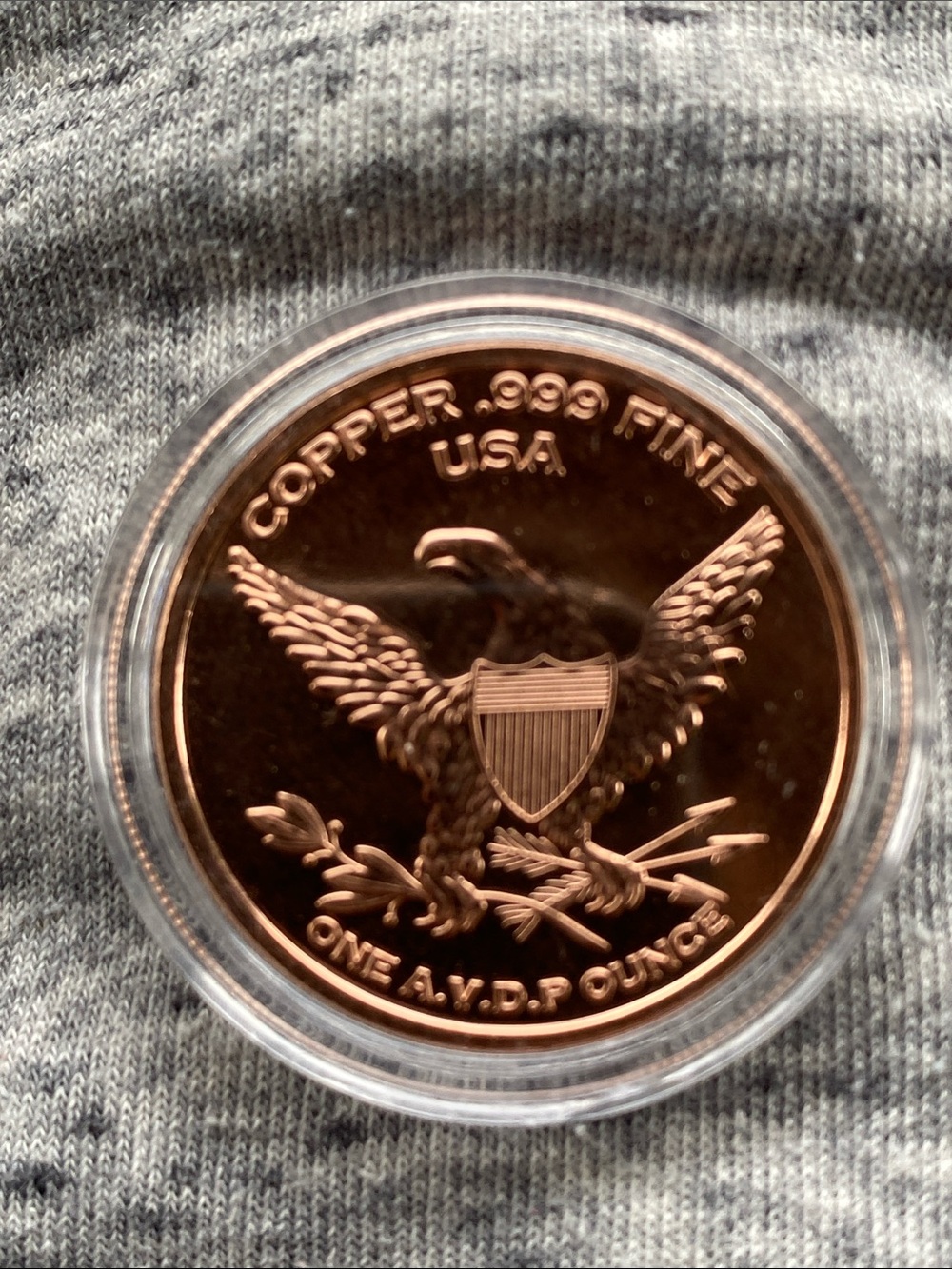 Copper .999 Fine USA Eagle Round - One A.V.D.P Ounce